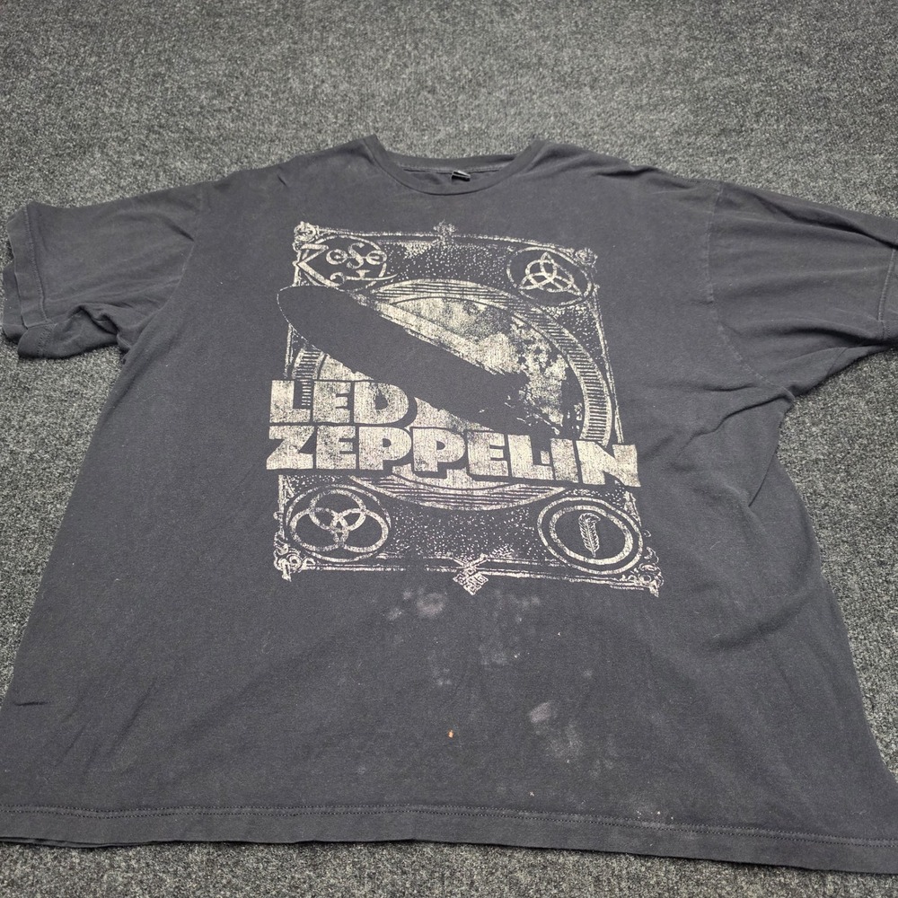 Led Zeppelin Graphic T-Shirt Mens XXL Black Short Sleeve Rock Band Tee Cotton